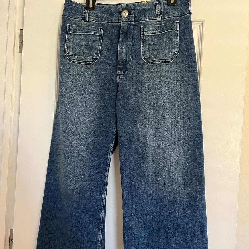 Anthropologie Maeve The Colette Medium Blue Denim Pants 31 Petite
